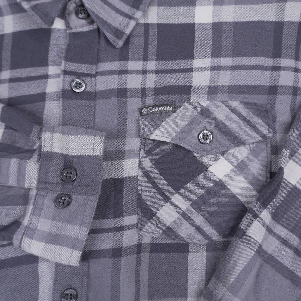 Columbia Button Down Shirt Mens XL Grey Plaid Long Sleeve Cotton Blend XM0559